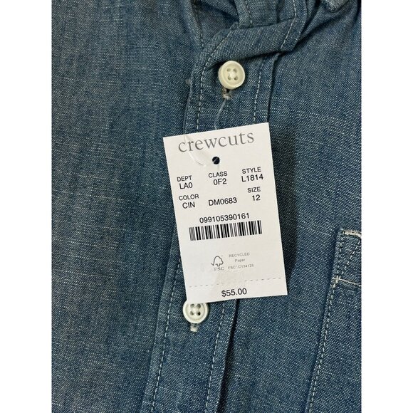 NWT J Crew Crewcuts Chambray Button Down Shirt Boys Size 12 L1814 $55 - Picture 4 of 9